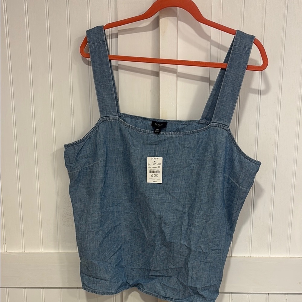 J.Crew Blue Denim tank, lower cut back, sexy comfortable size XXL